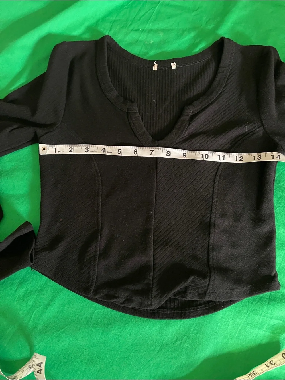 Black Ribbed Long-Sleeve Women's Top - Picture 3 of 6